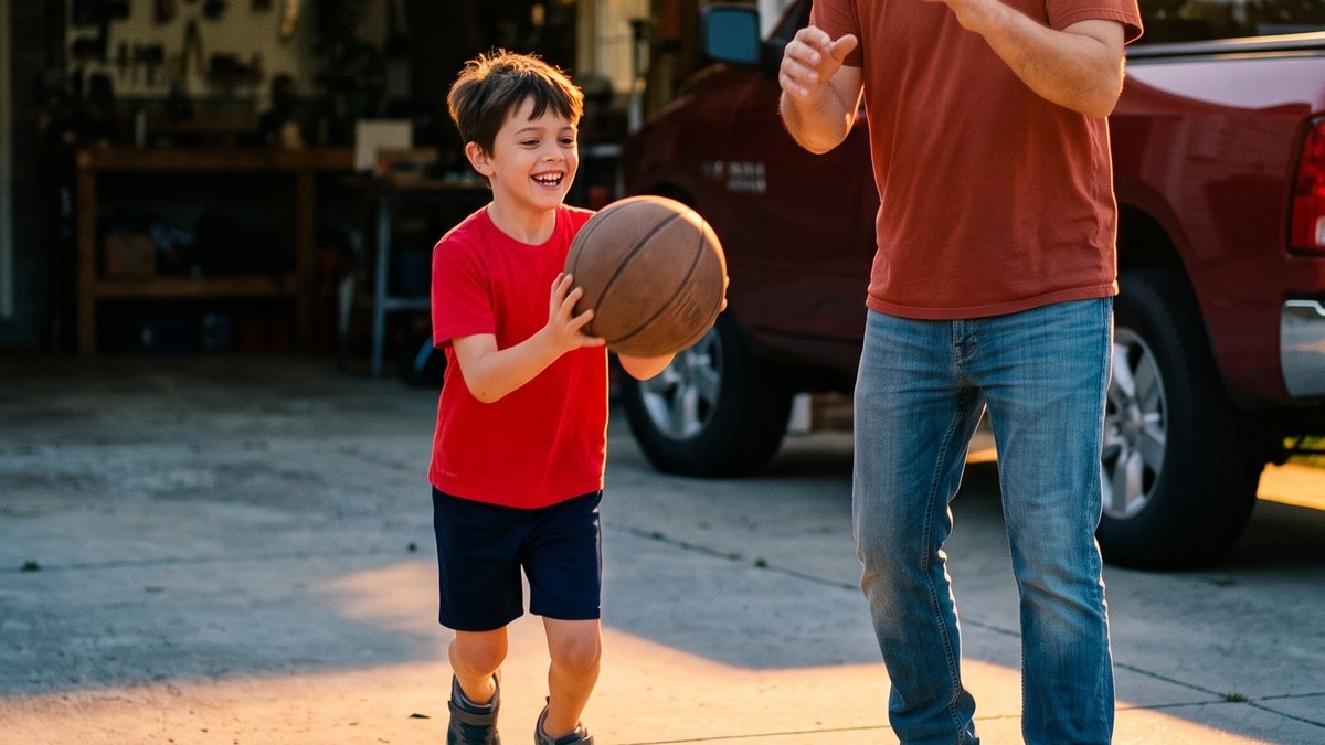 dad throwing a ball with his kid